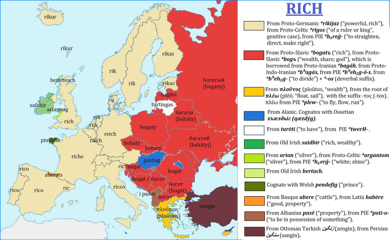 The word "rich" in European languages