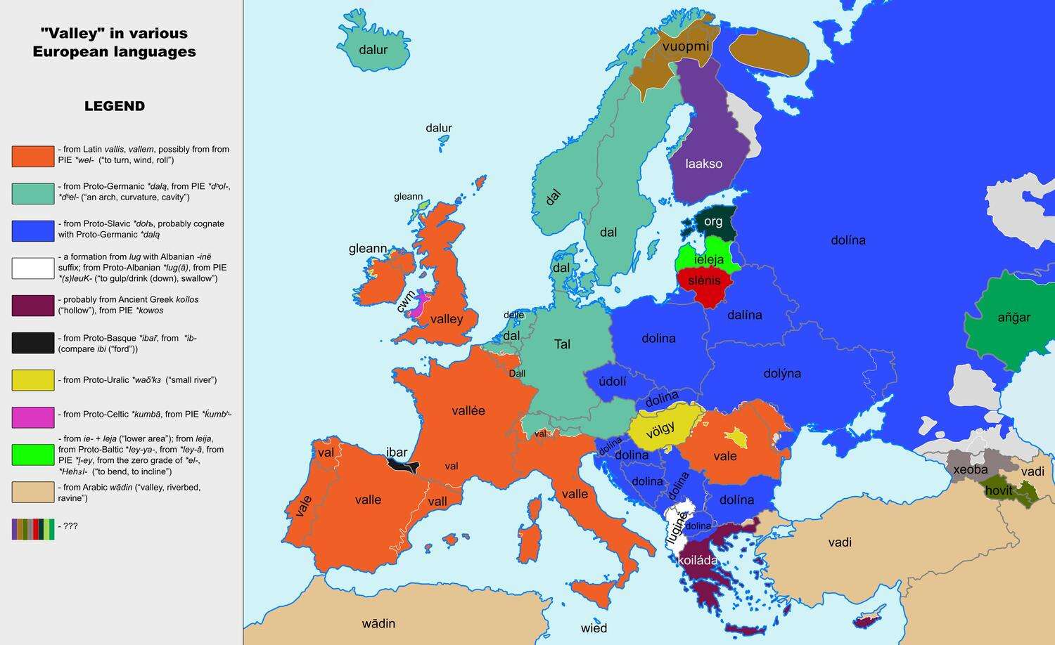"Valley" in various European languages