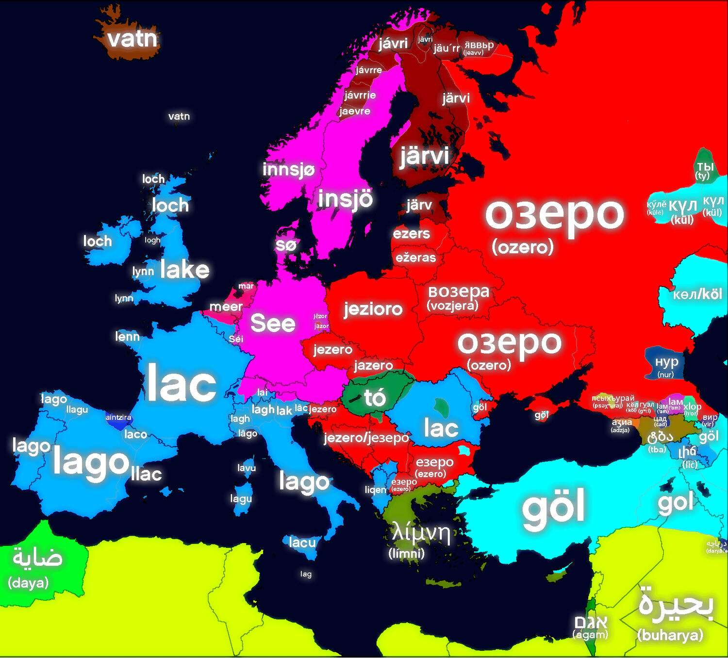 Word for lake around Europe
