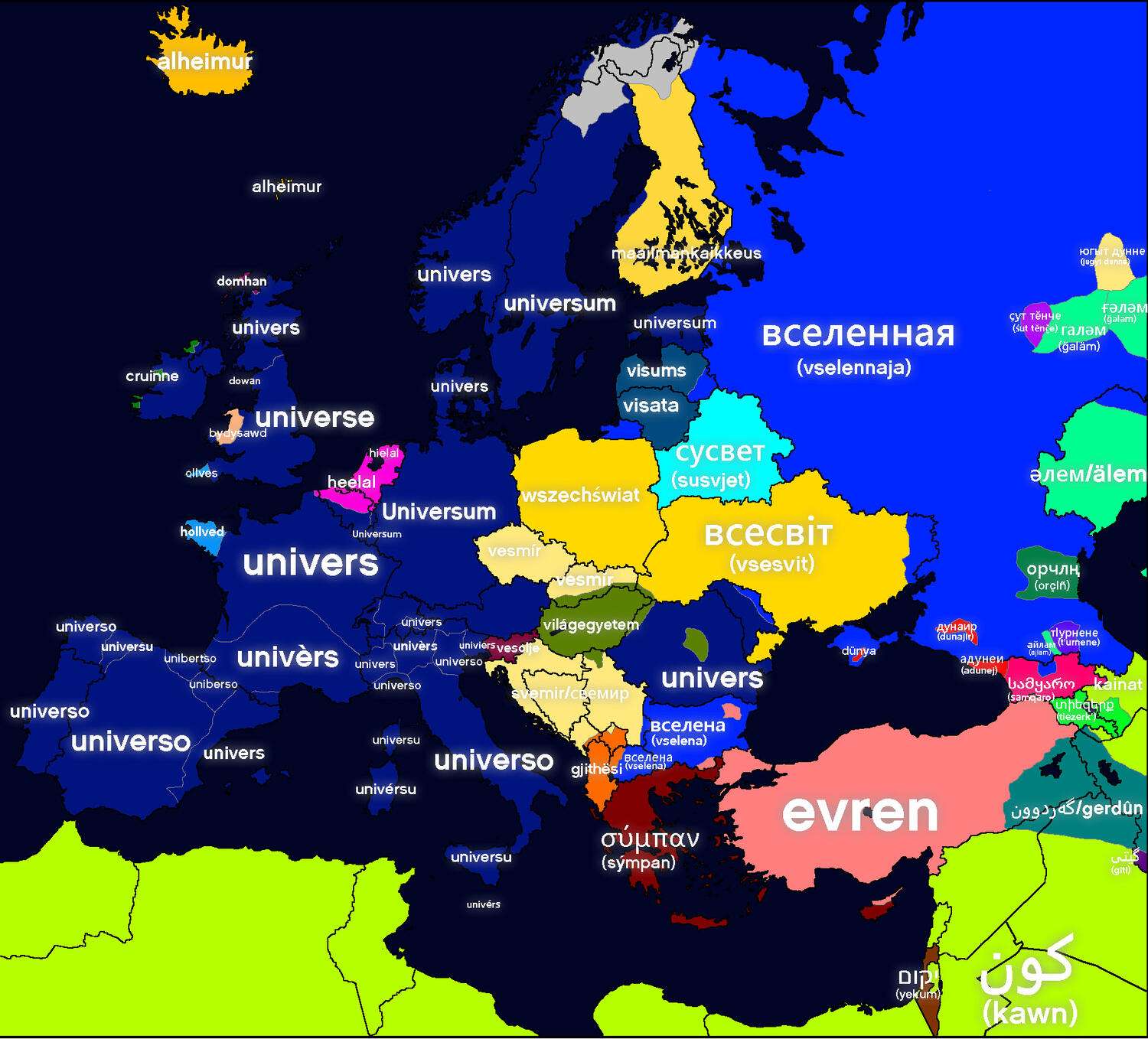 Word for universe around Europe