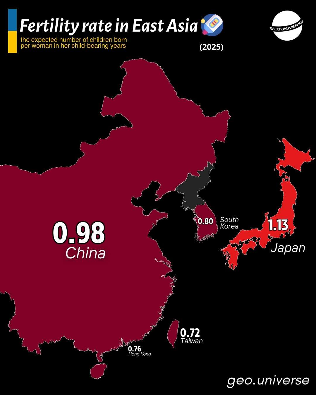 Fertility rate in East Asia