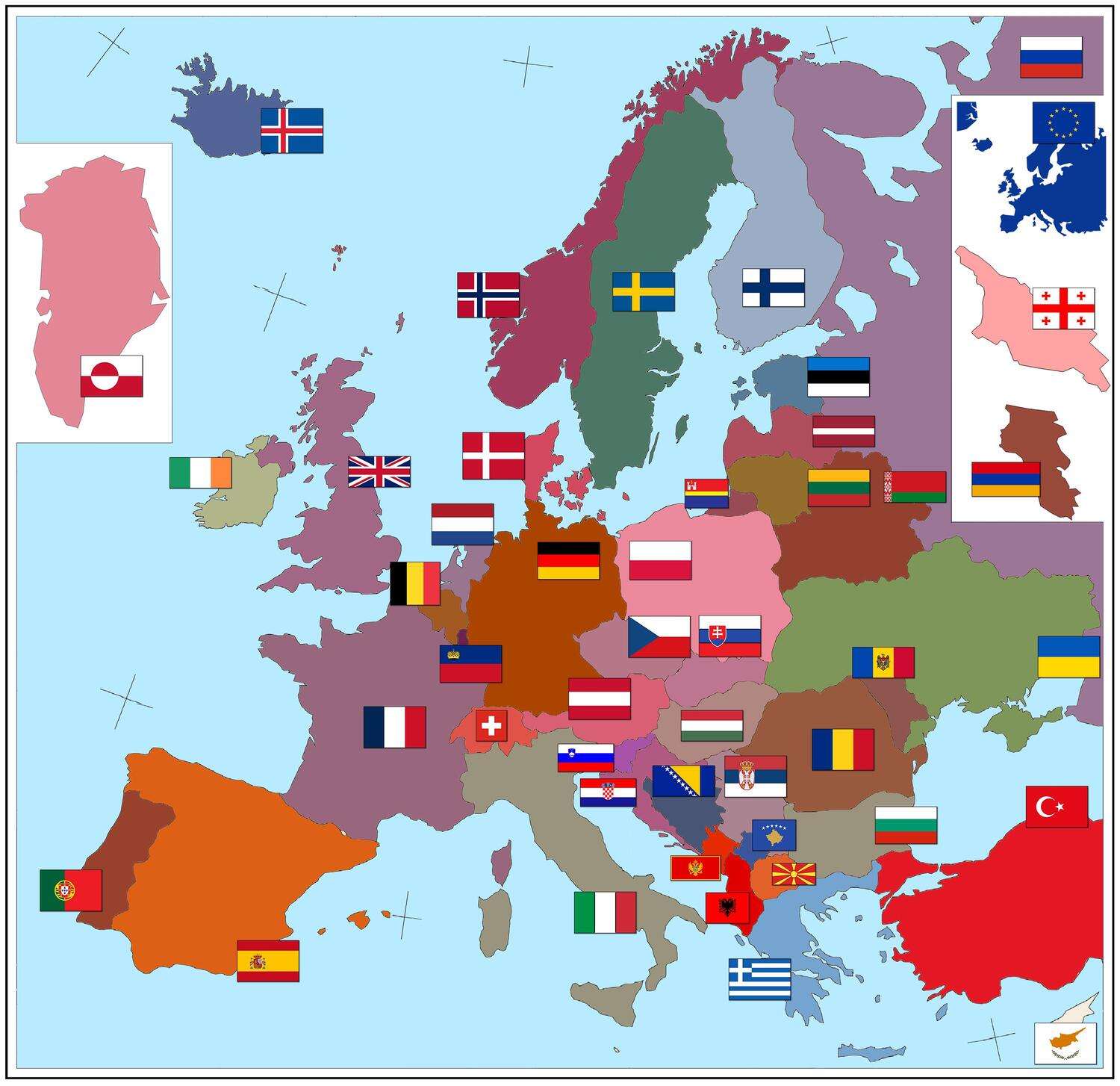 European flags average colour