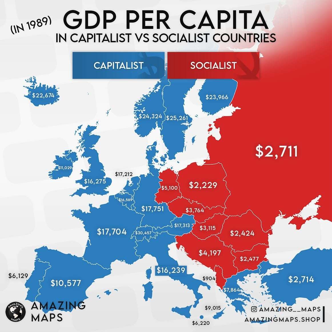 GDP Per Capita in Europe, 1989