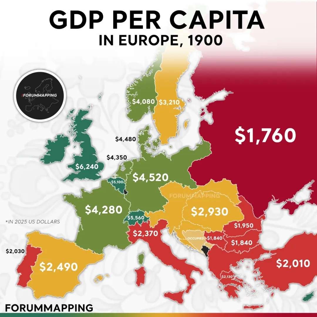 GDP per capita (PPP) in Europe, 1900