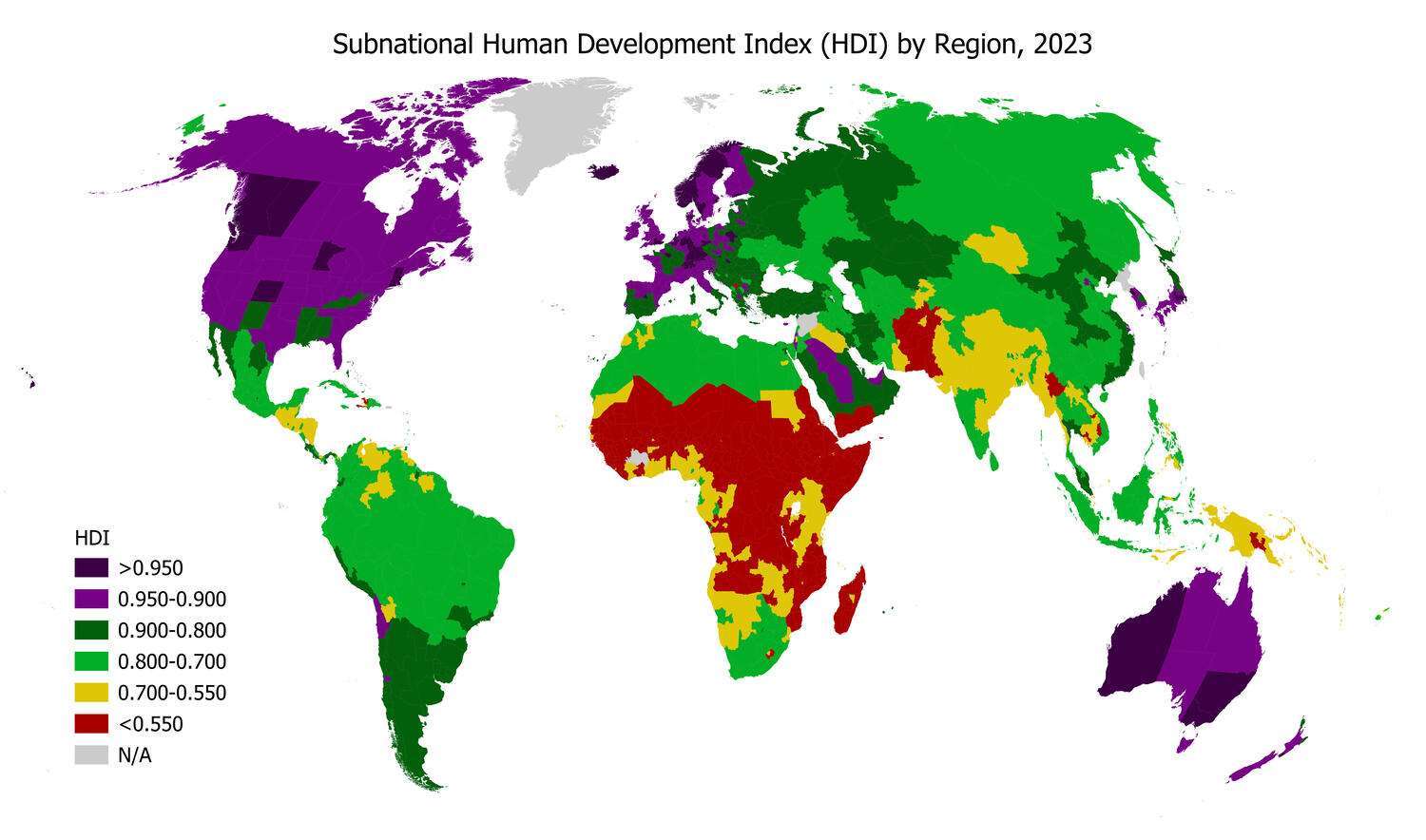 Subnational Human Development Index (HDI) by Region, 2023