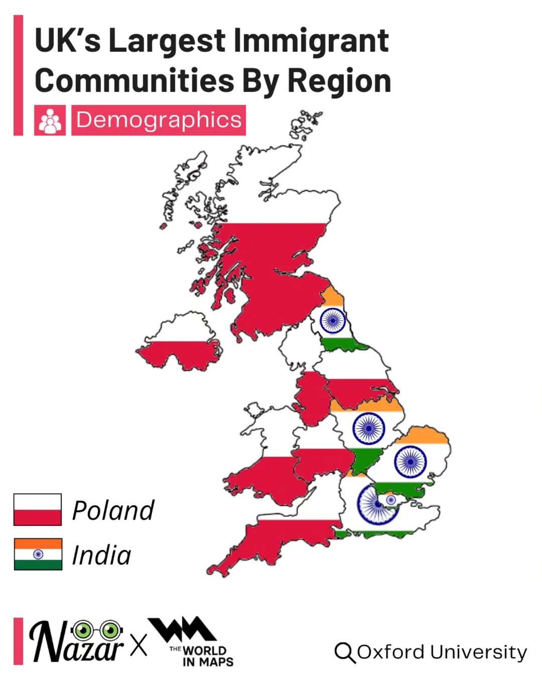 UK's largest immigrant groups by region