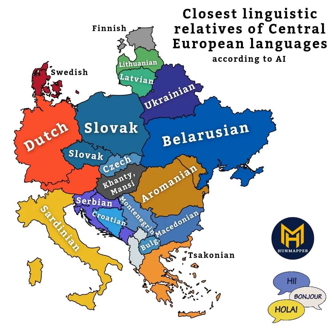 Closest linguistics relatives of Central European languages (according to AI)