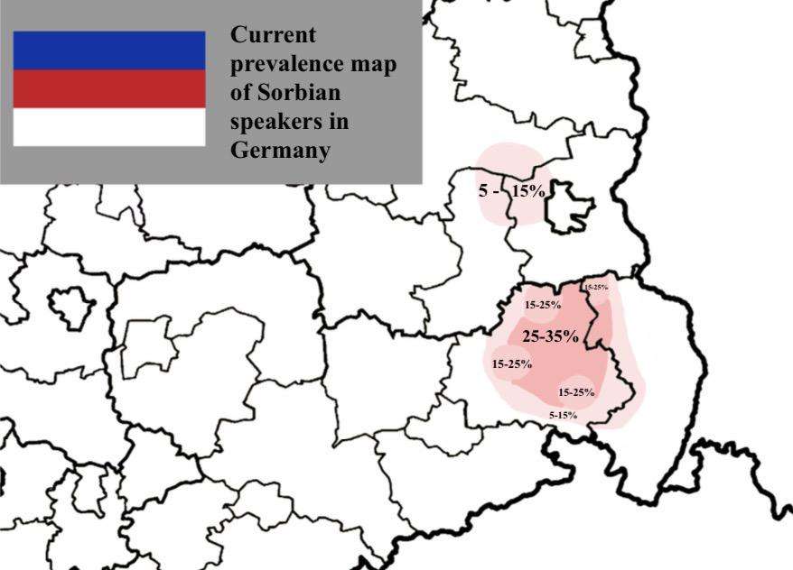 Current prevalence map of Sorbian speakers in Germany