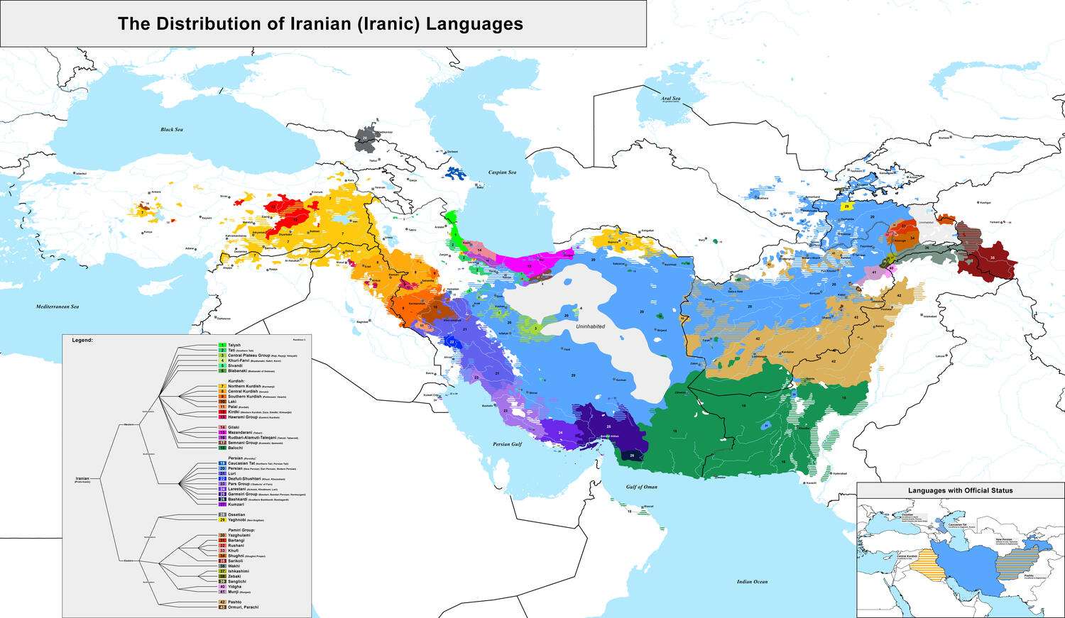 Distribution of Iranian/Iranic languages.