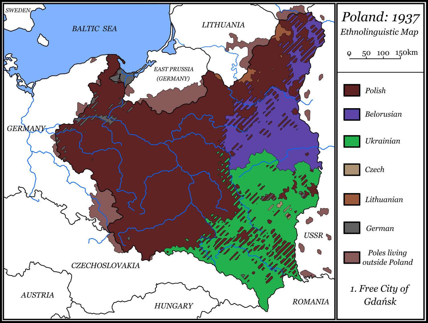 Ethnolinguistic map of Poland, 1937