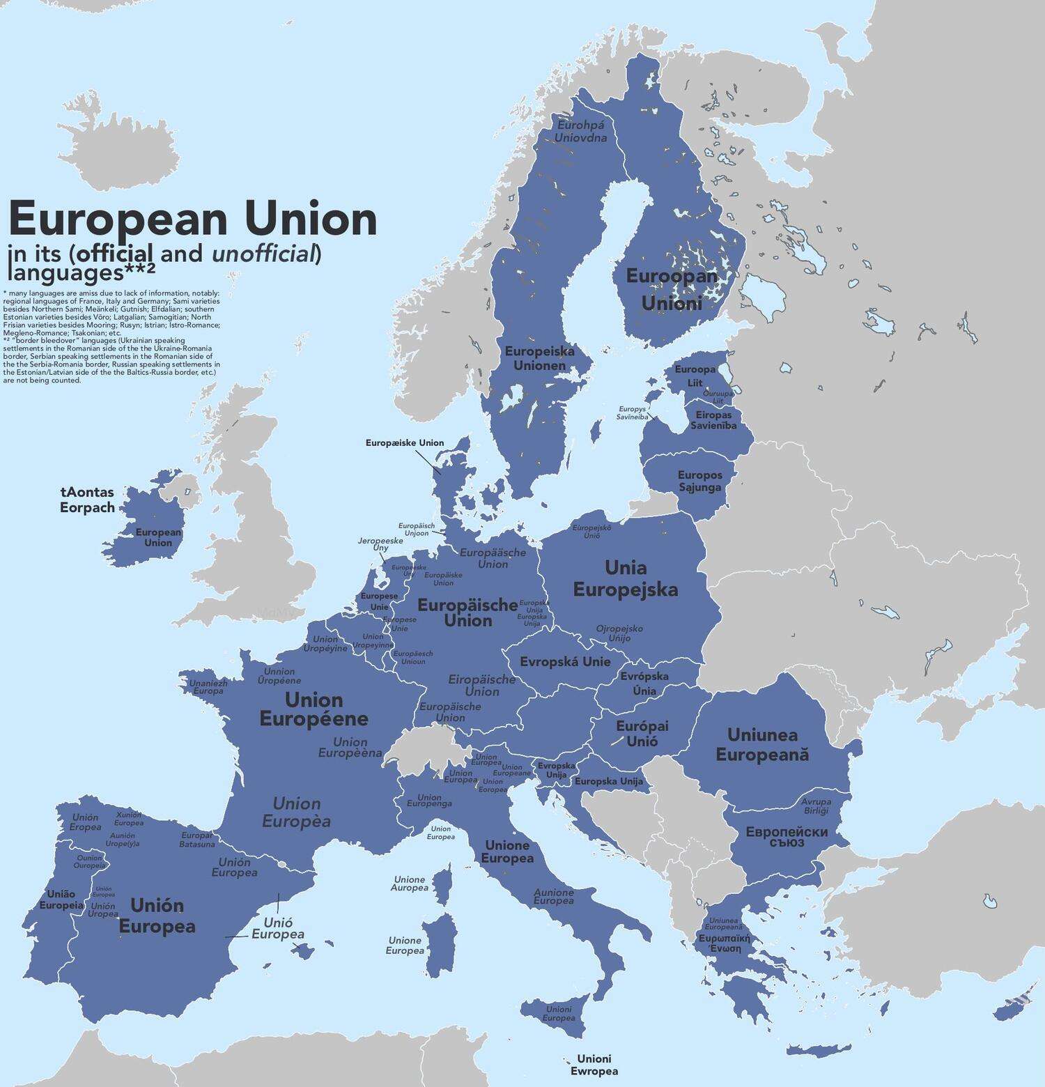 European Union in its official and unofficial languages