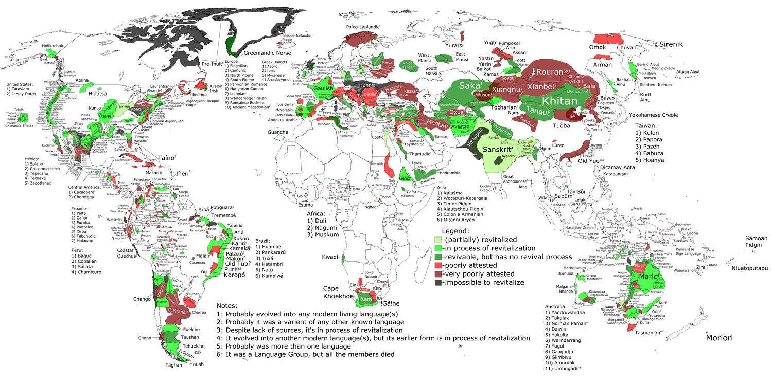Extinct, Dead and Dormant Languages and Dialects from all the World