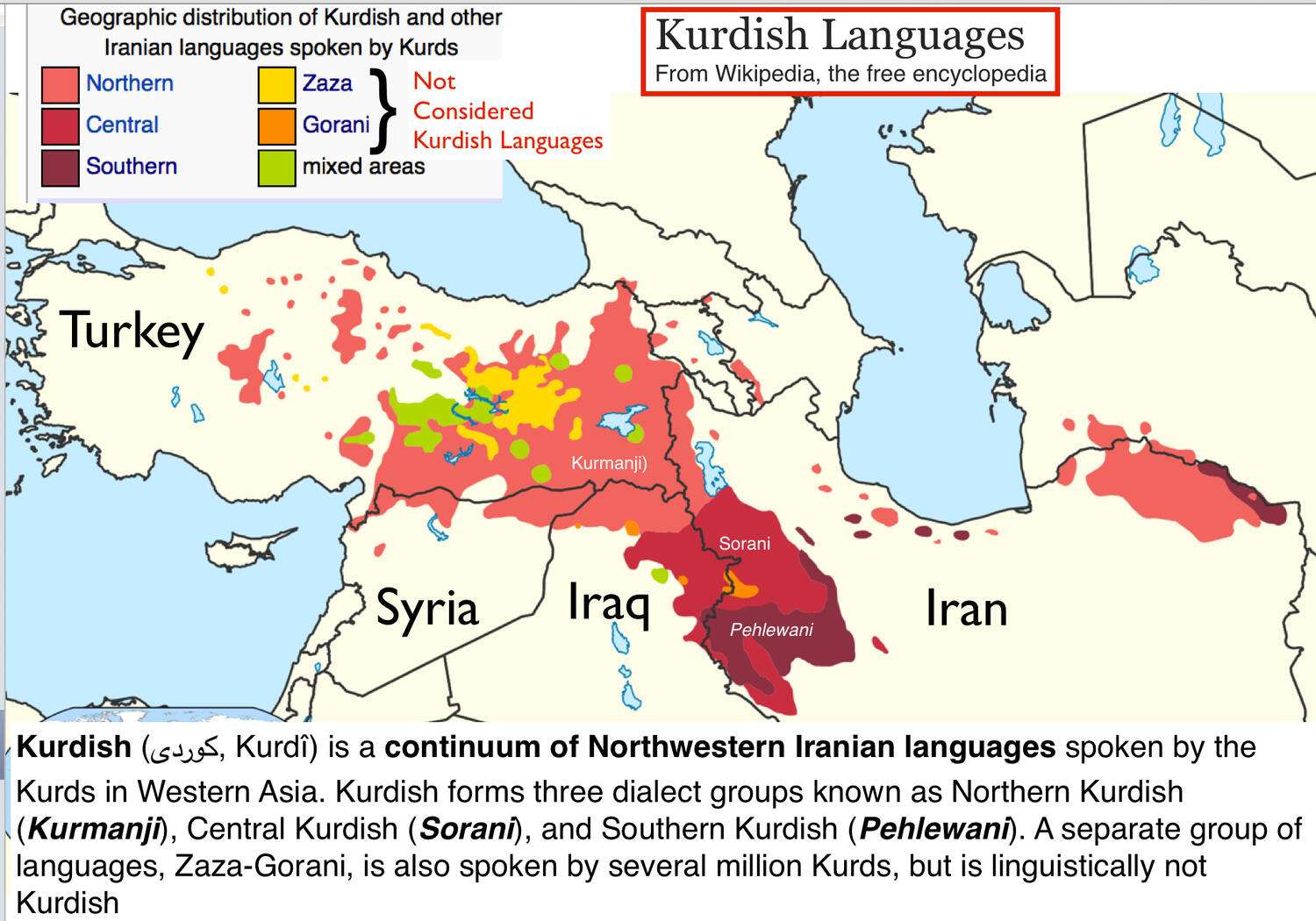 Information and linguistic map of Kurdish languages
