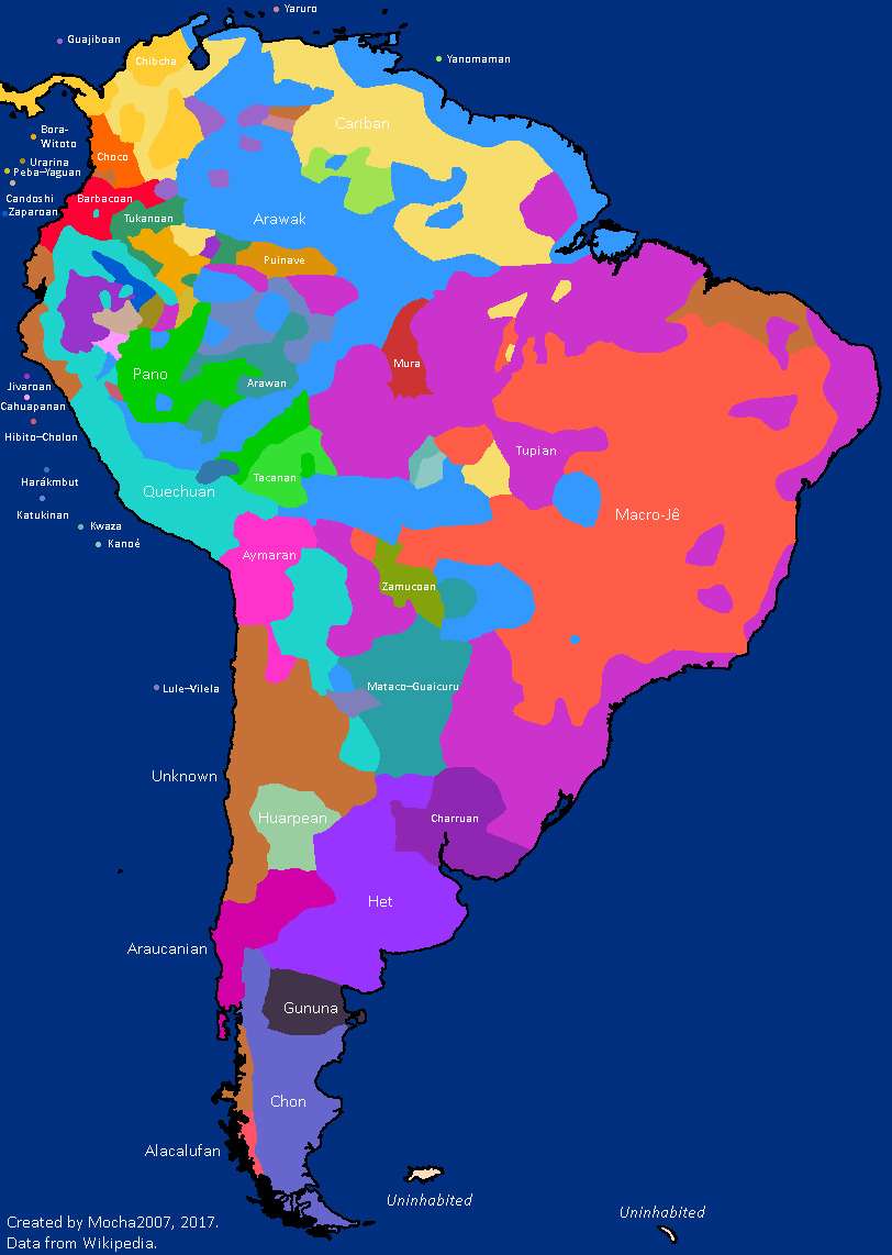 Language Families in Pre-Columbian South America