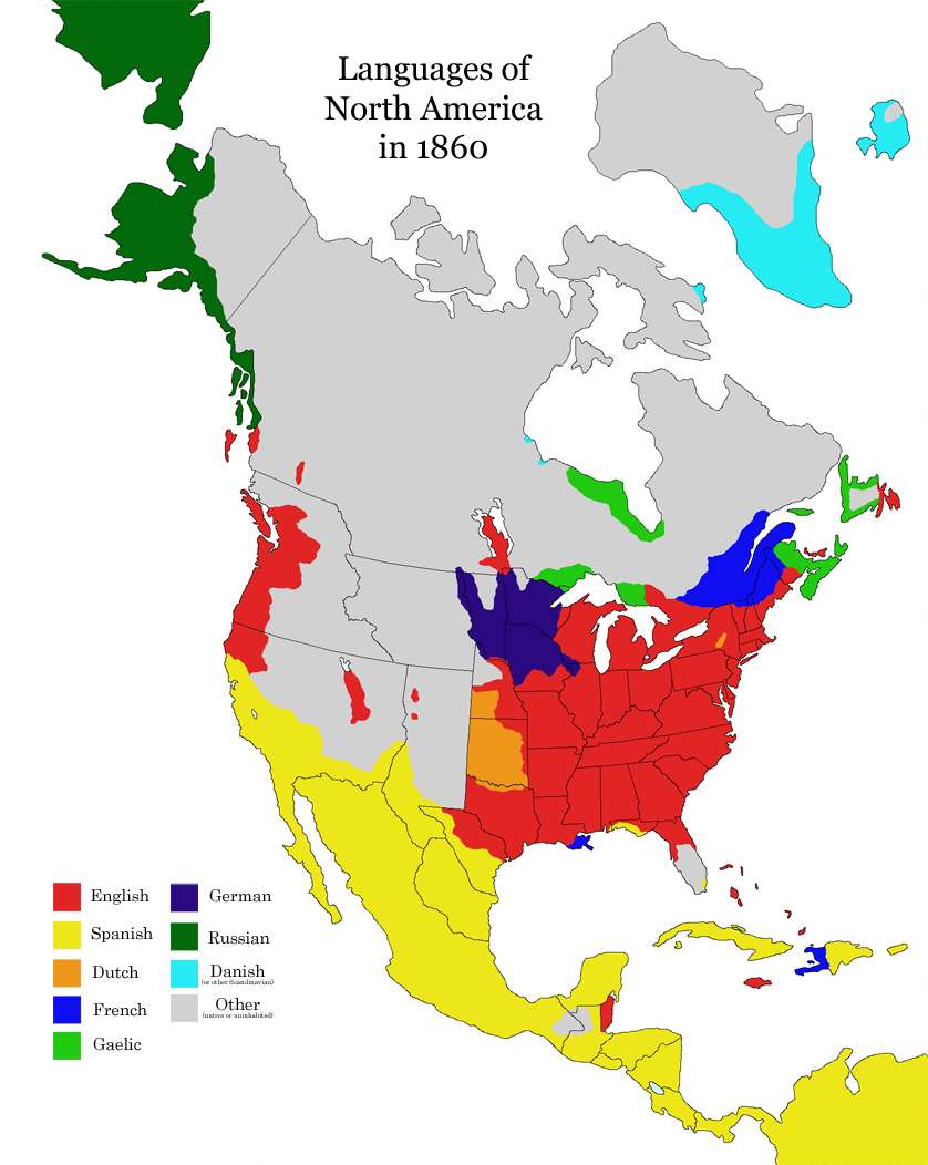 Languages of North America in 1860