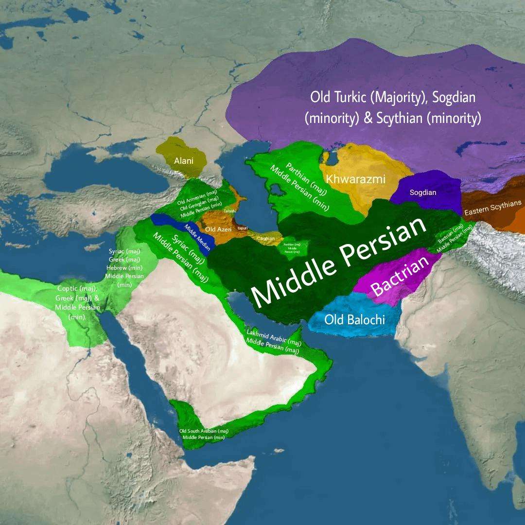 Languages of the Middle East and surrounding areas prior to the Islamic conquests