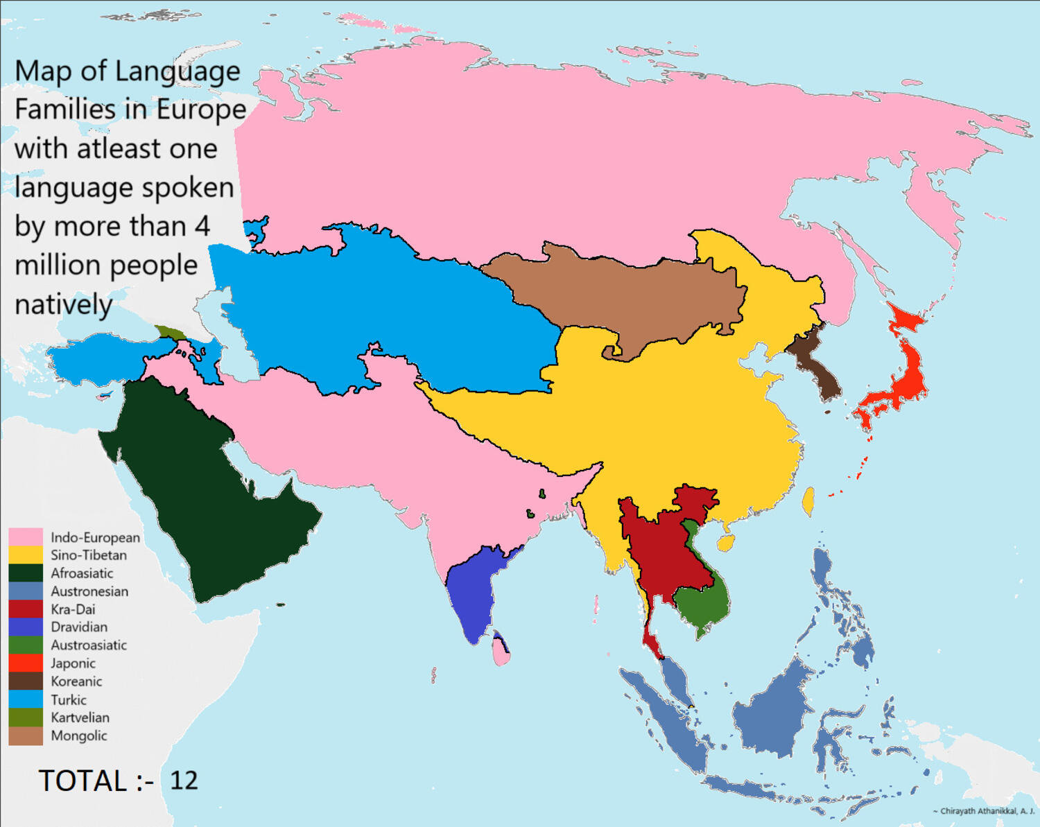 Map of Language Families in Asia