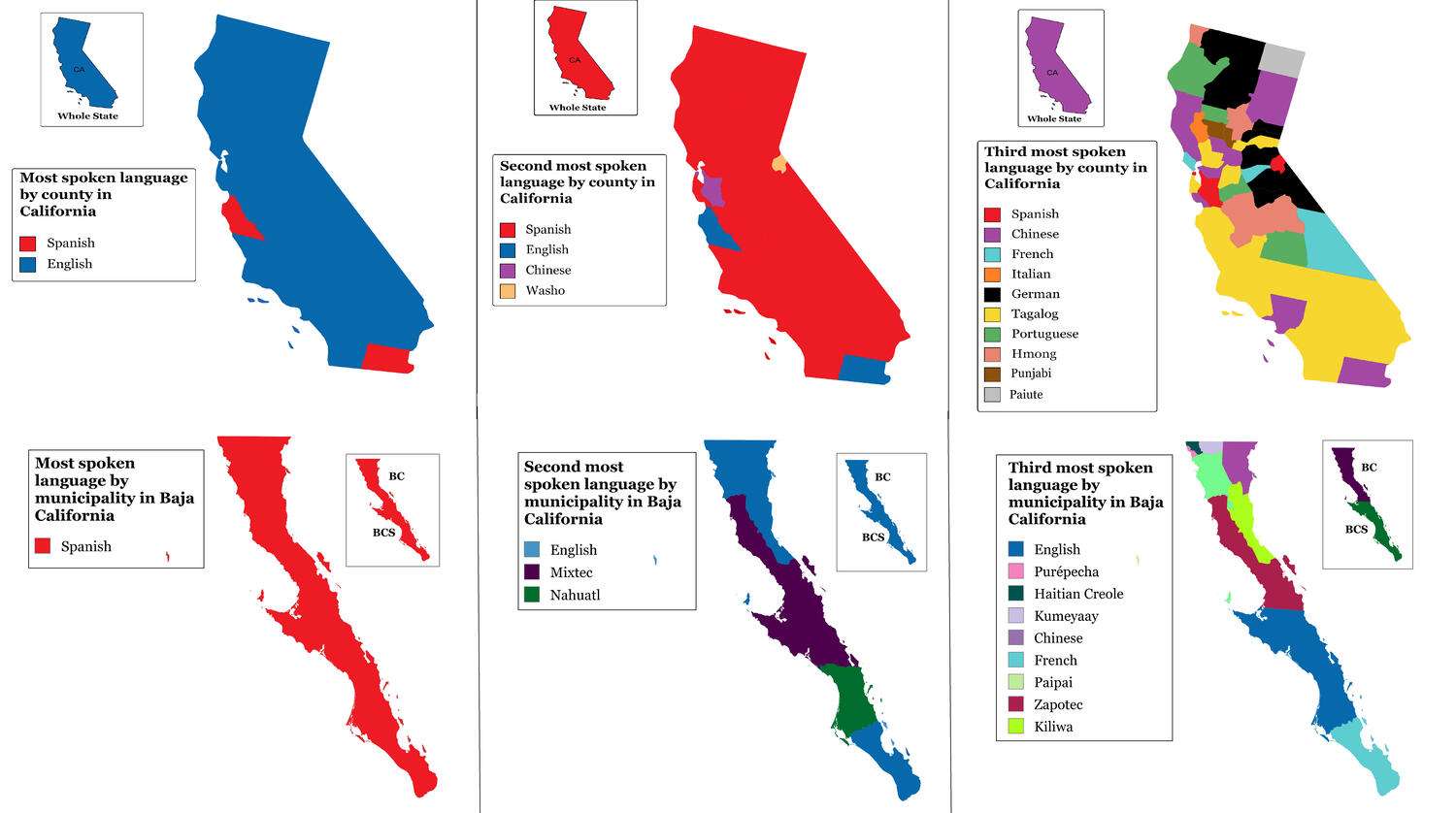 Most spoken languages in the Californias