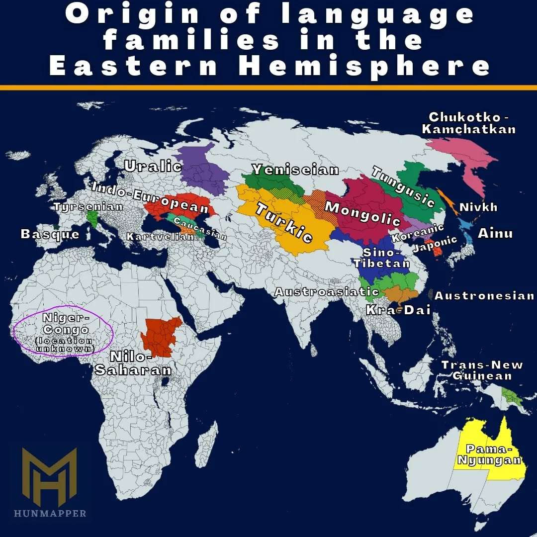 Origin of language families in the Eastern Hemisphere