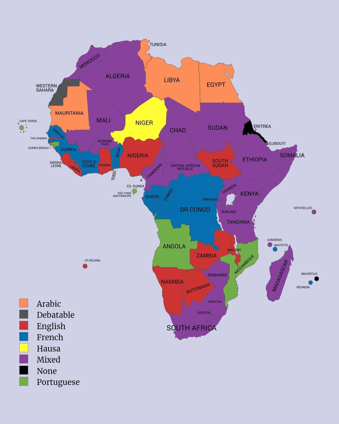 The official languages of every African nation