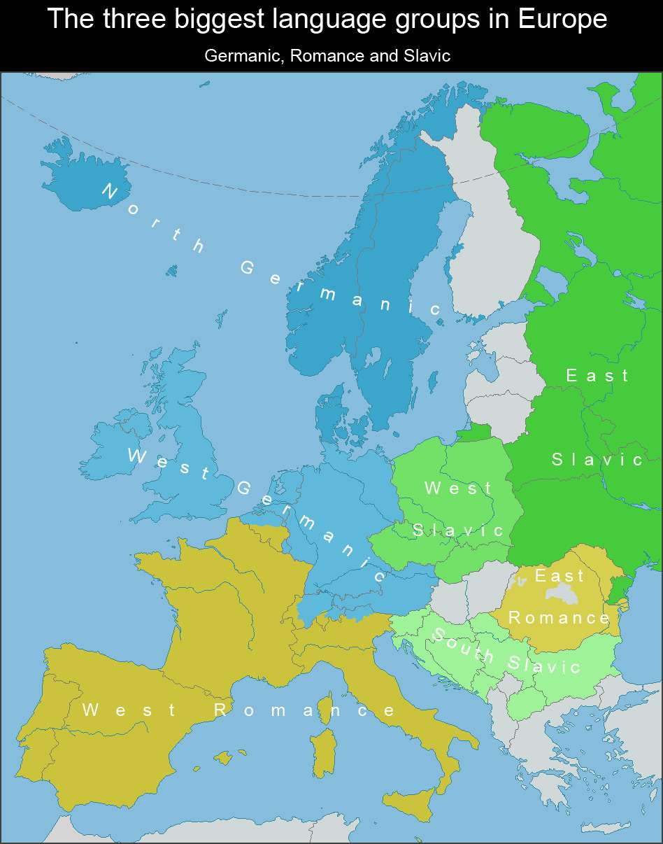 The three biggest language groups in Europe