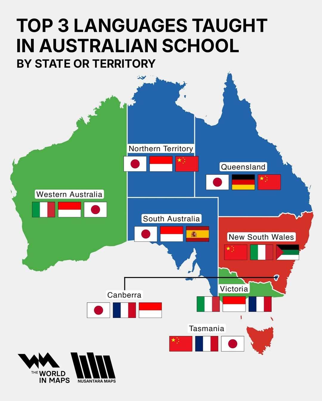 Top 3 languages taught in Australia