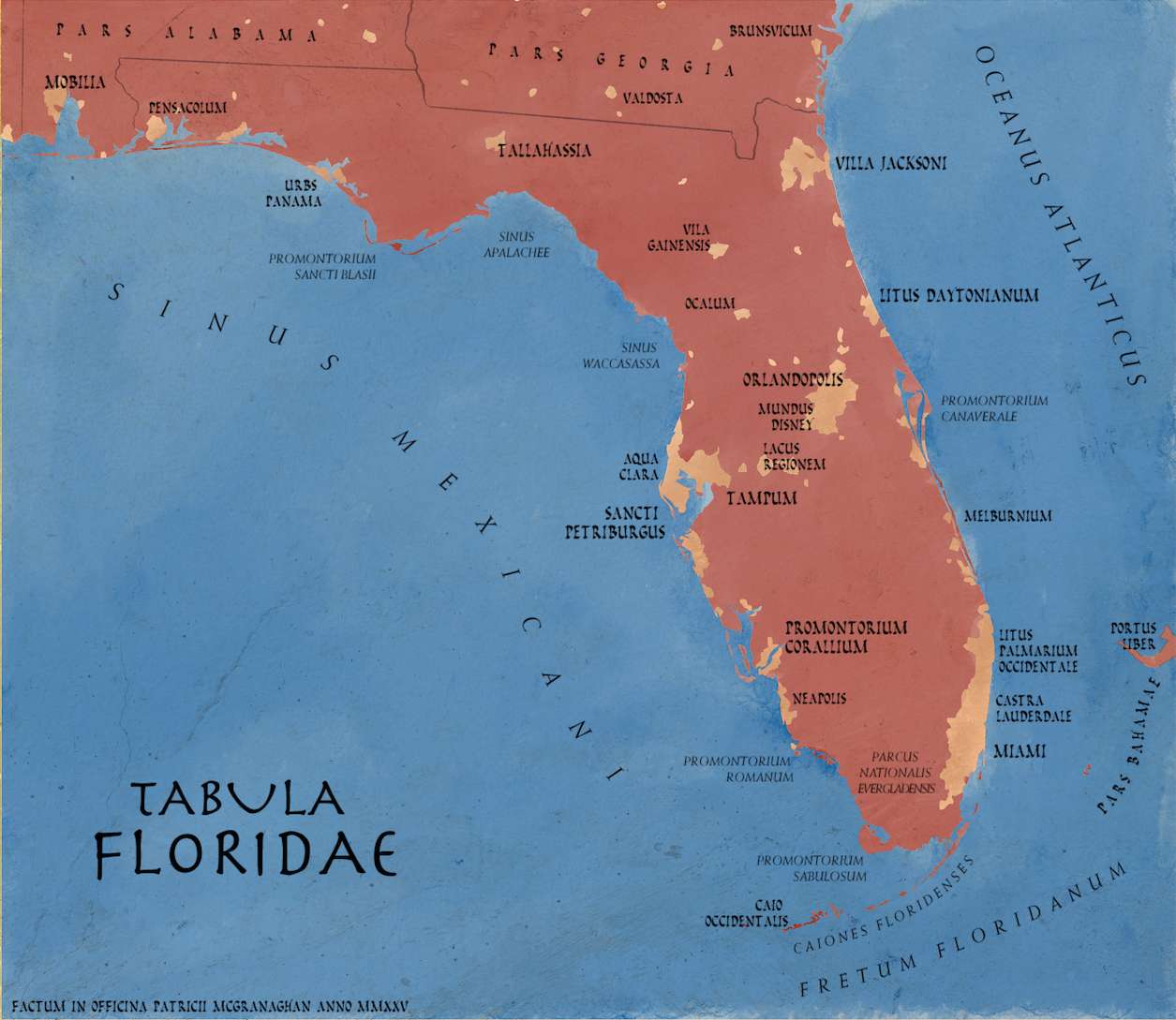 A Map of Florida inspired by Pompeii