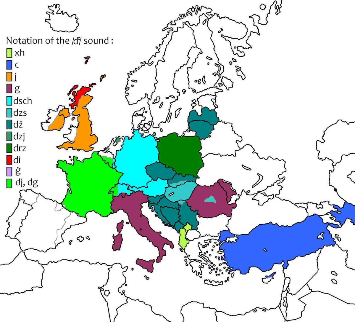Writing of the /d͡ʒ/-sound in European languages using the Latin alphabet