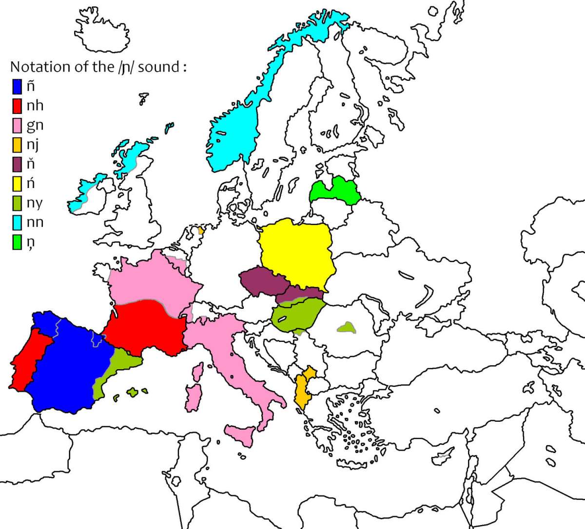Writing of the /ɲ/ sound in the European languages using the latin alphabet