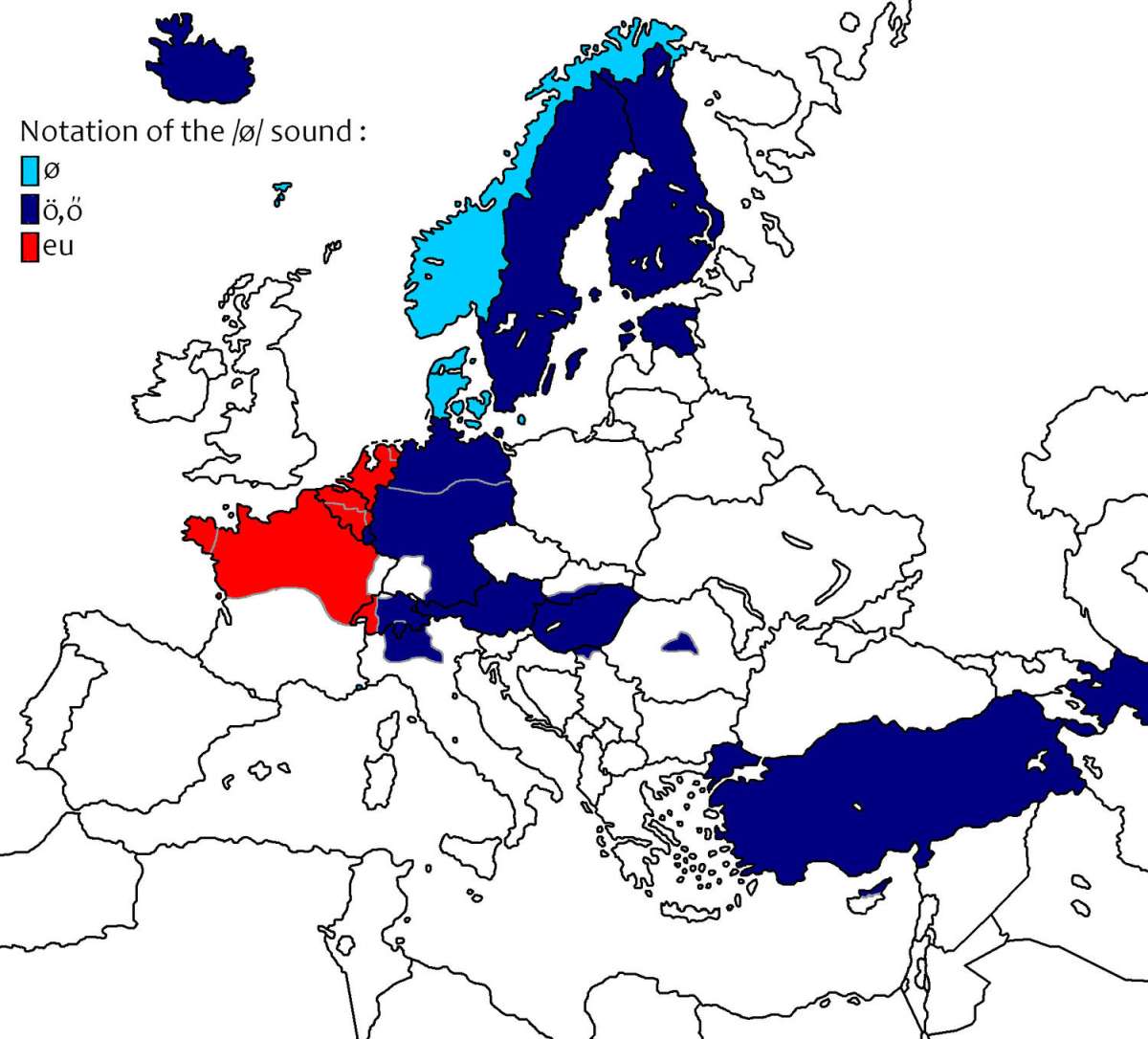 Writing of the sounds /œ/ and /ø/ (often allophones) in European languages using the Latin alphabet