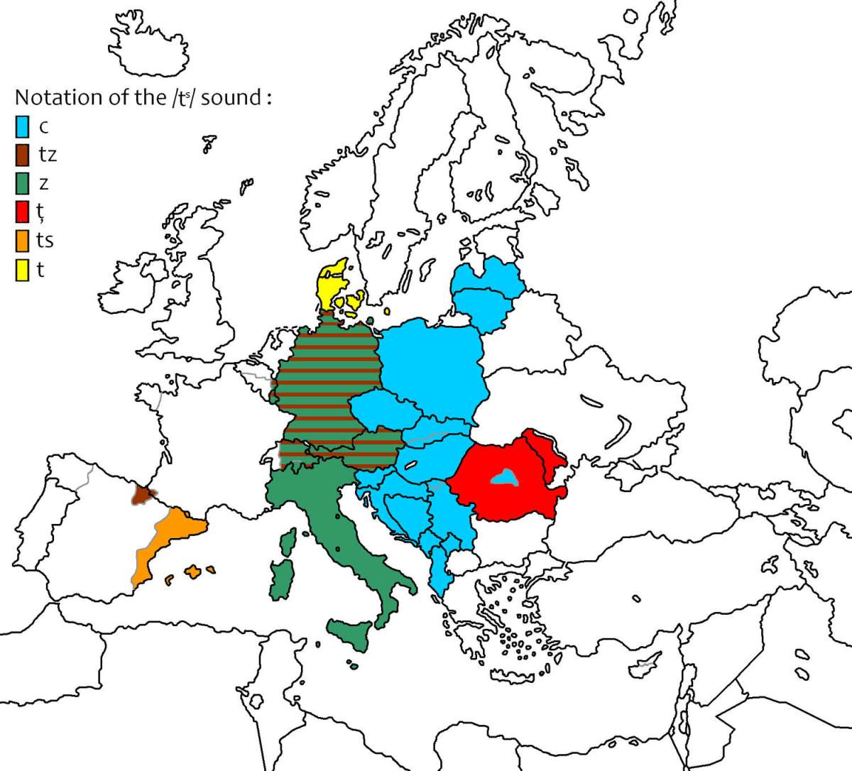 Writing of the /t͡s/ sound in European languages using the Latin alphabet