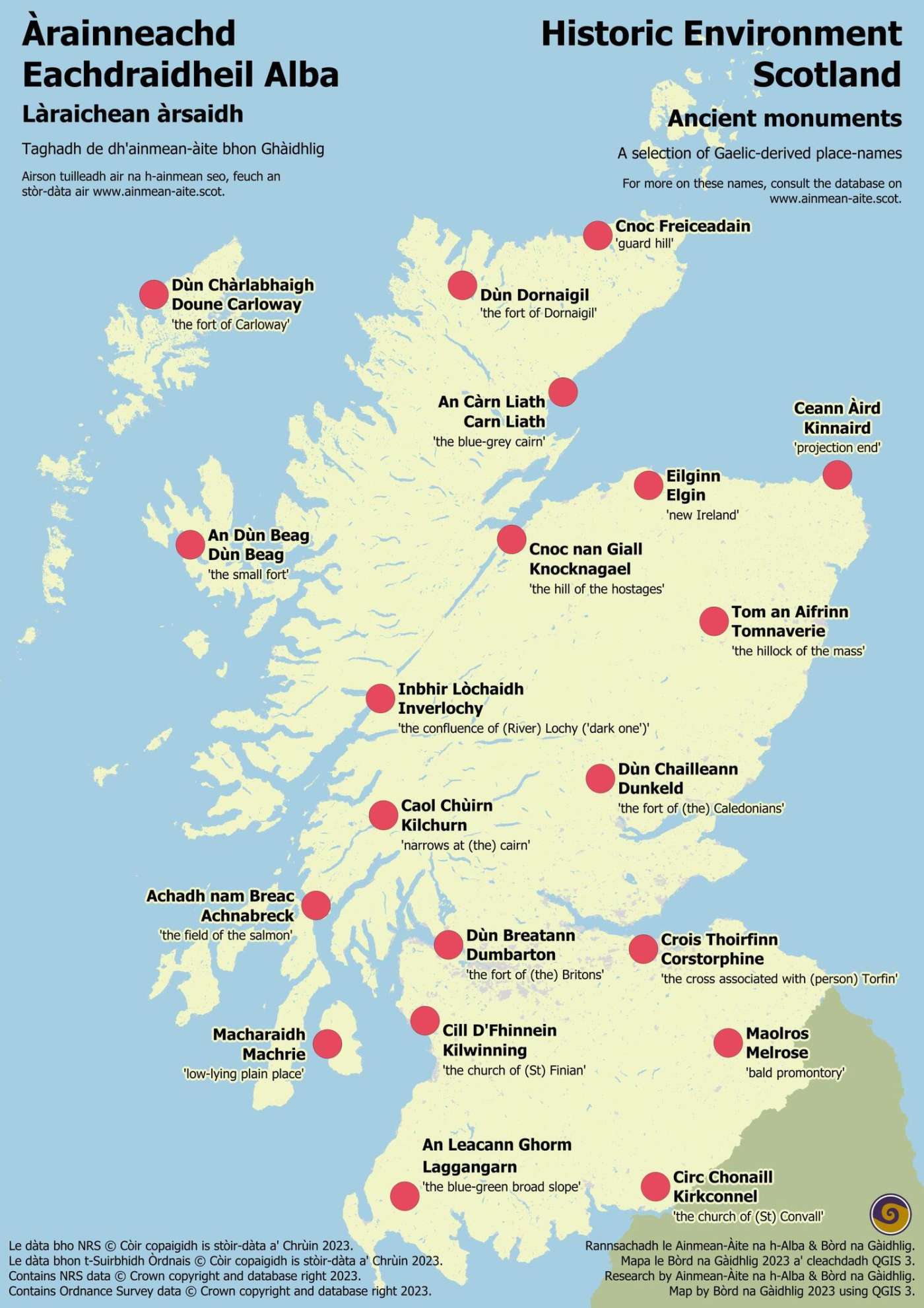 A selection of Scottish Gaelic place-names, with English translations