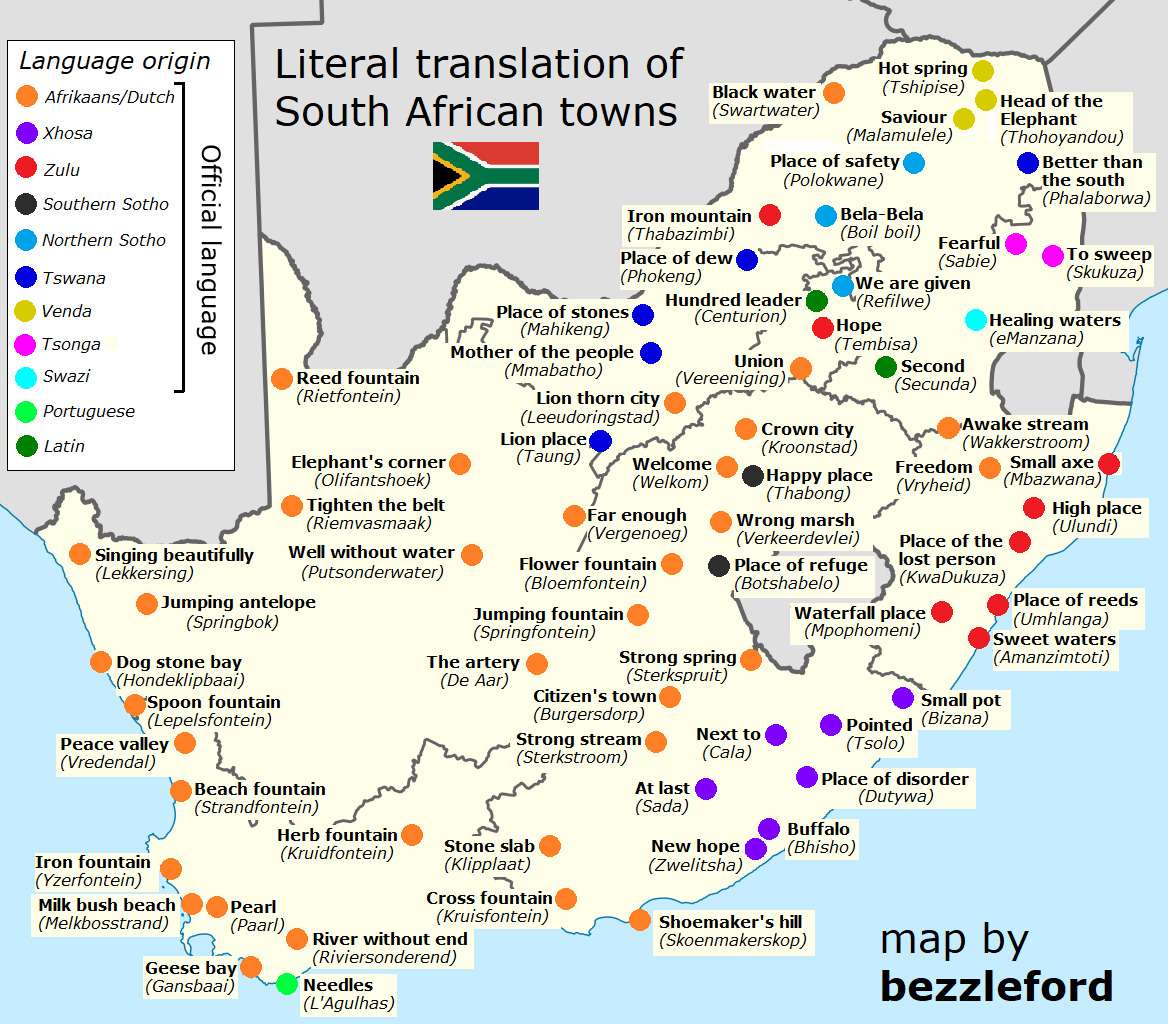 Literal translation of some South African towns