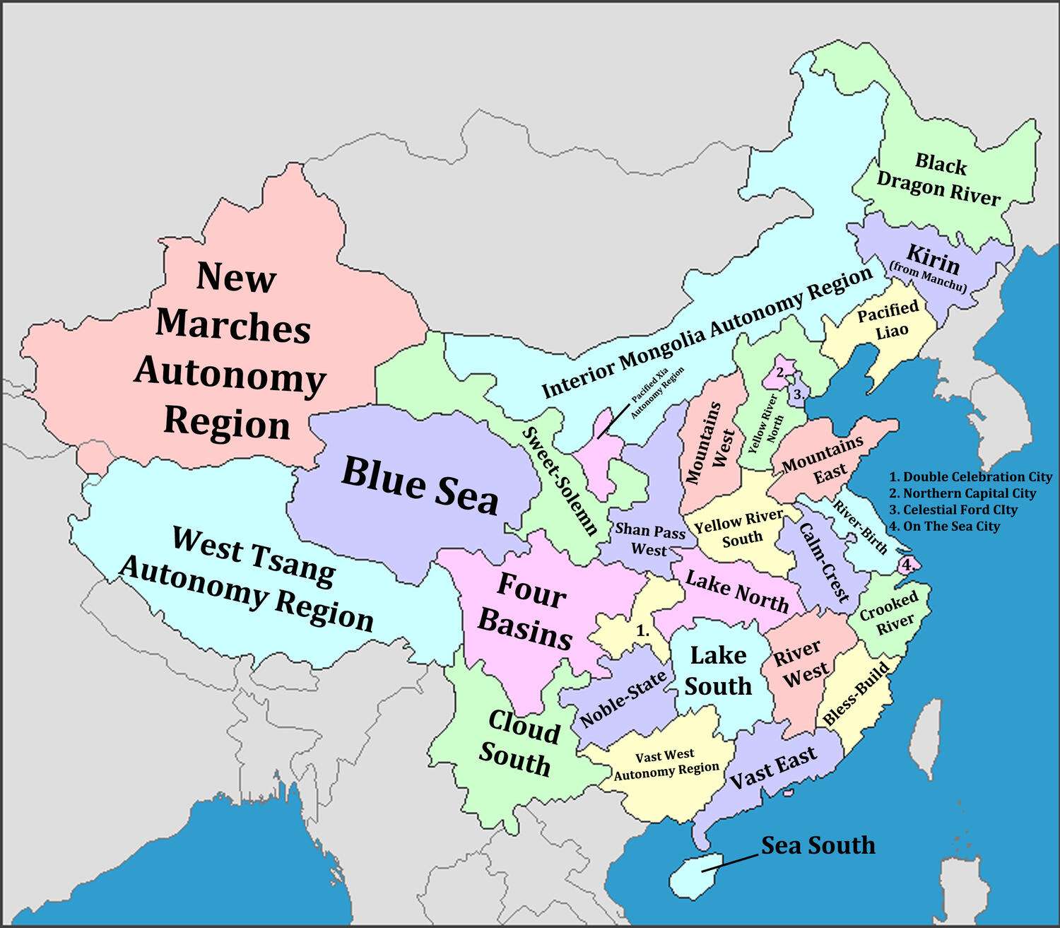 Top-Level Chinese Subdivisions Translated Literally