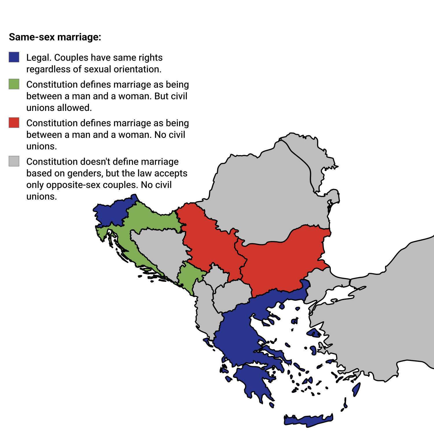 Legality of same-sex marriage in the Balkans