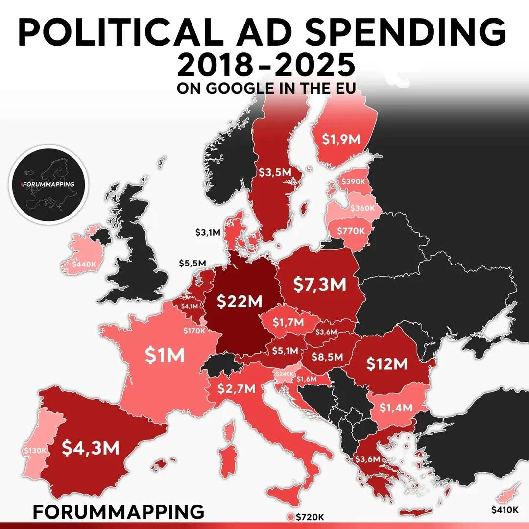 Political Ad Spending on Google in the European Union between 2018-2025