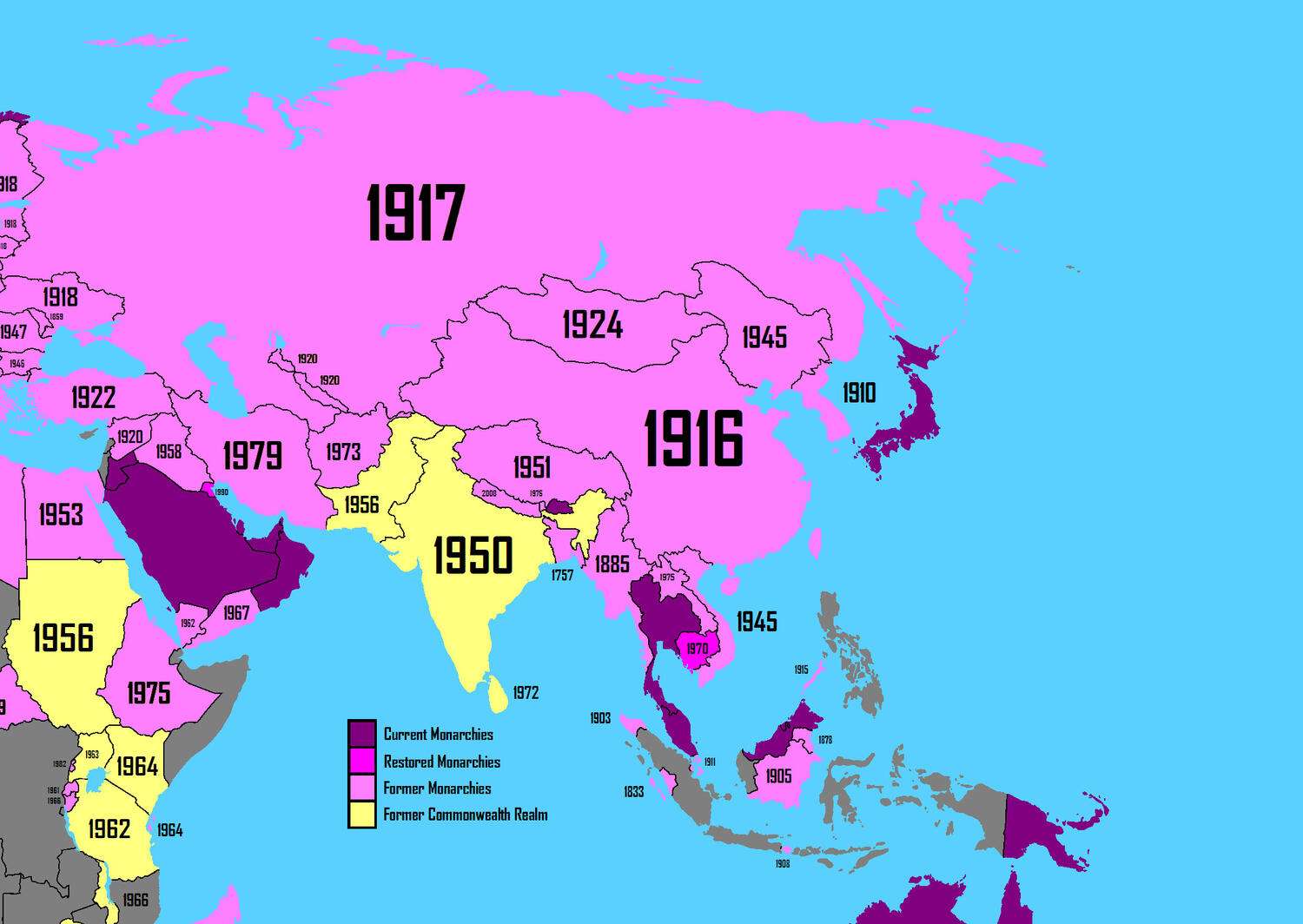 Abolition of monarchies in Asia