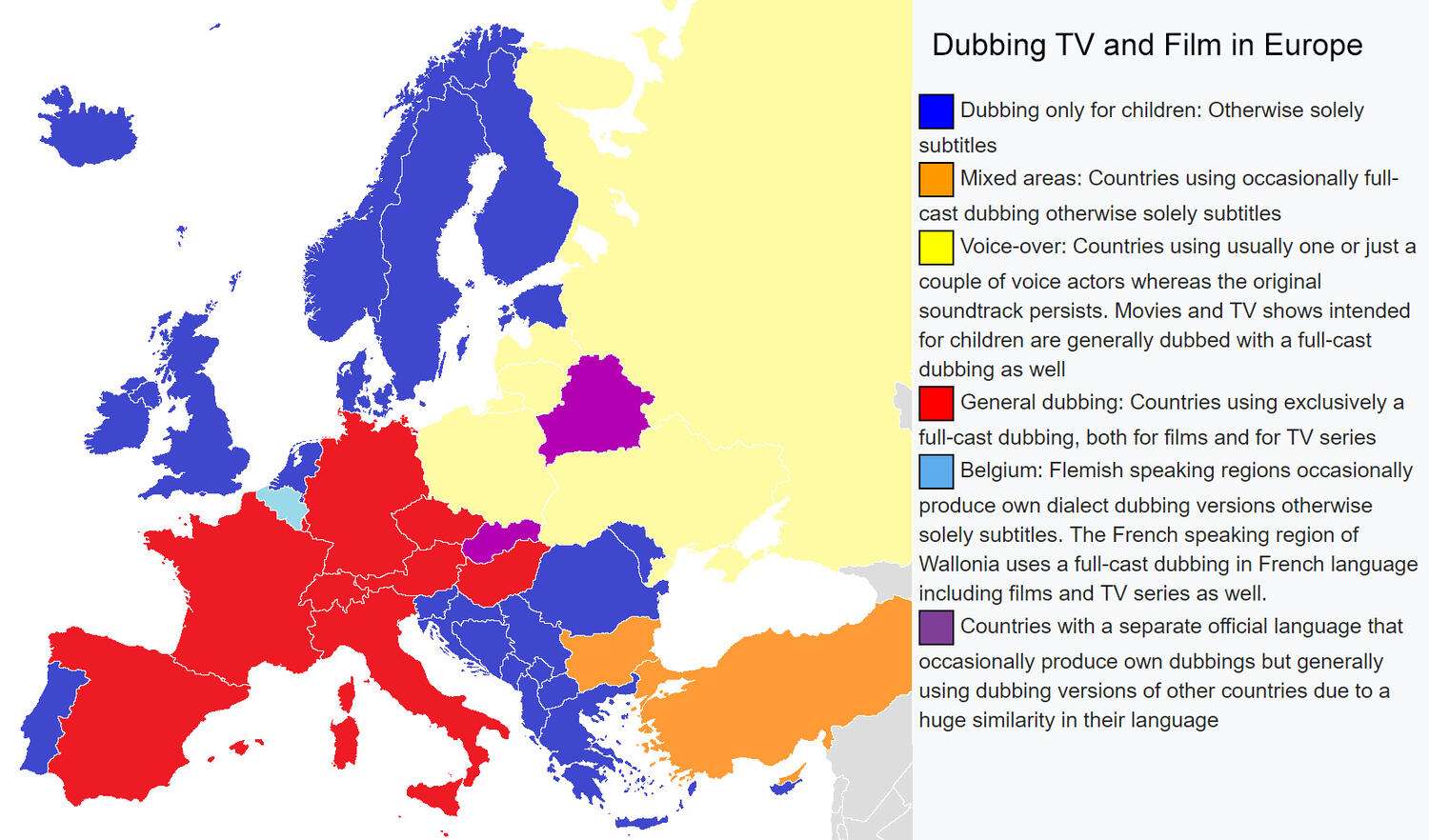 Dubbing TV and Film in Europe