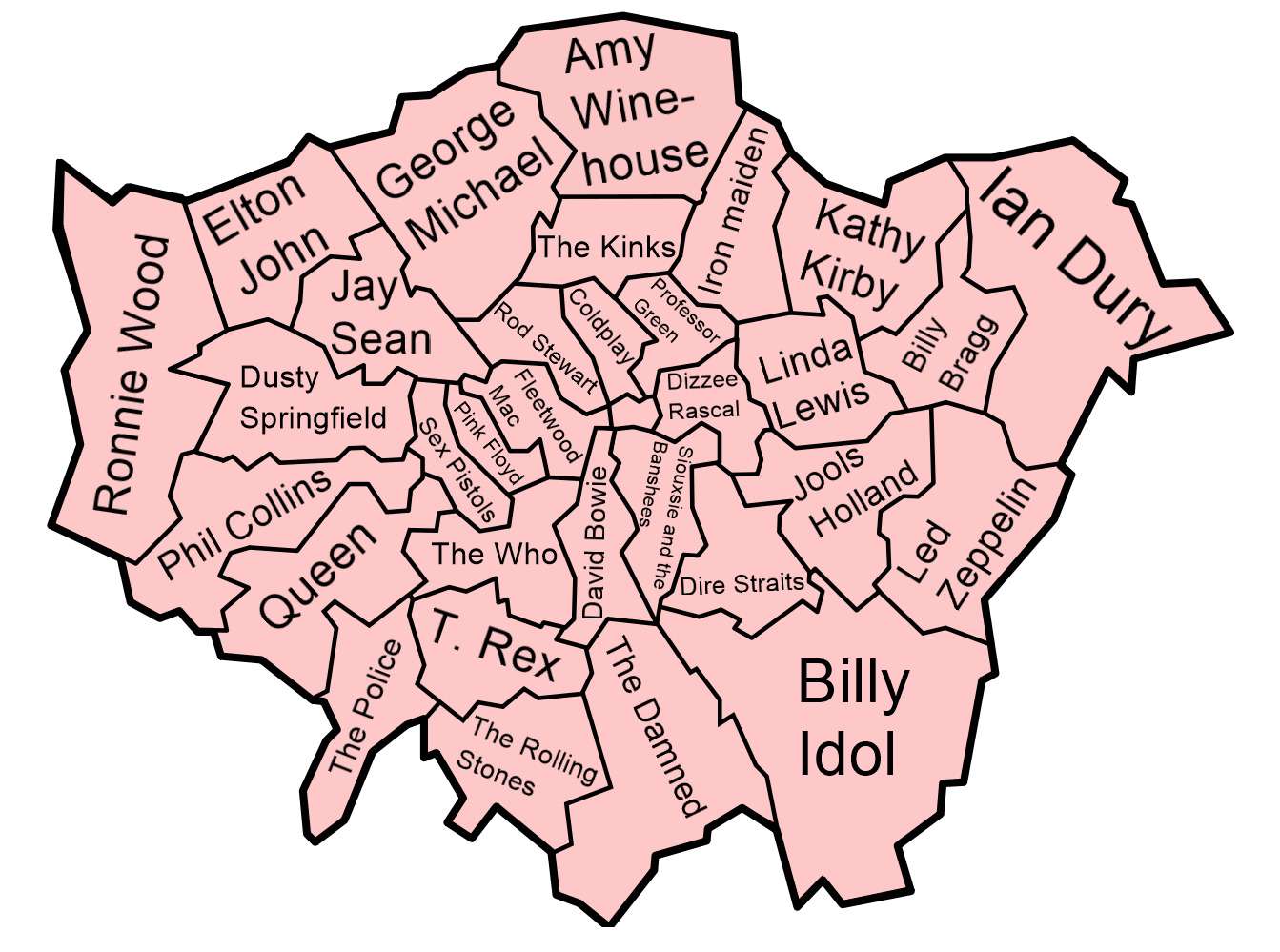 Each London borough's best selling music act