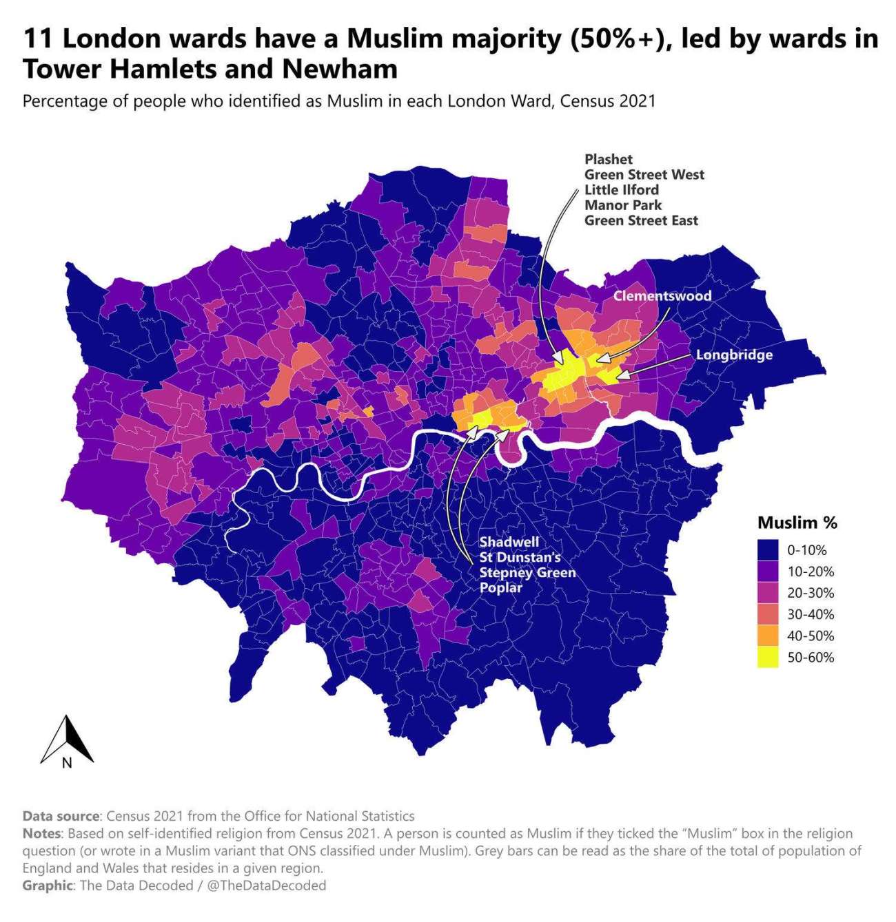 Muslim Population Concentration in London (Census 2021)