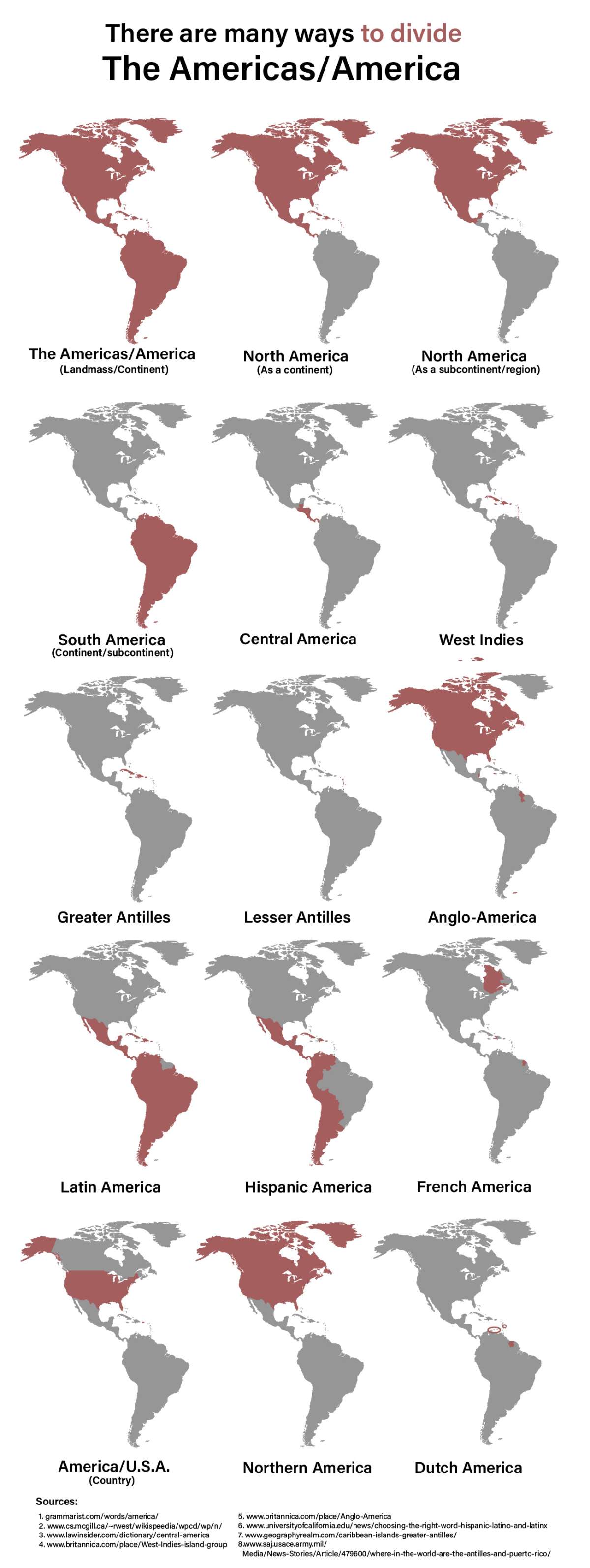 15 ways to define/divide The Americas