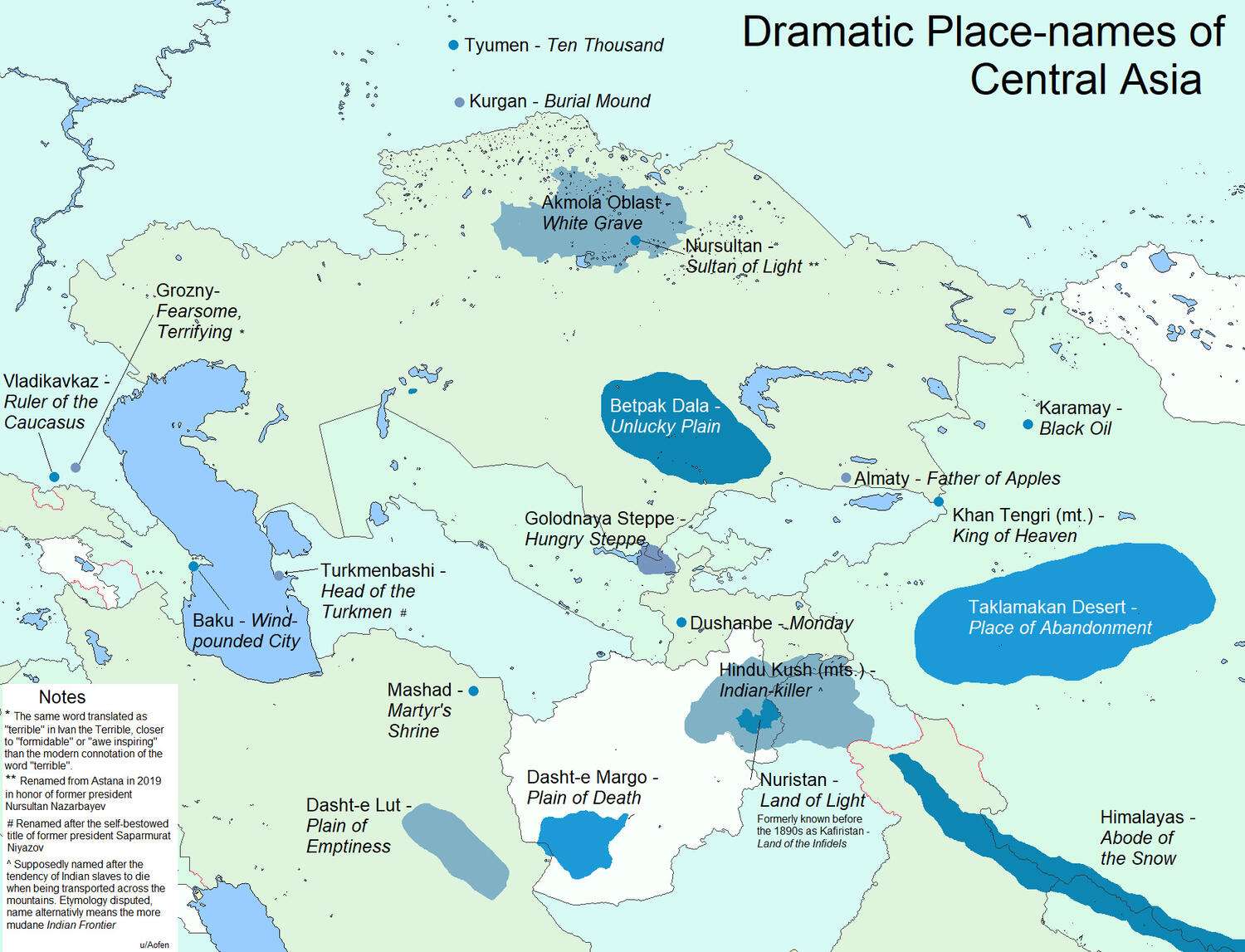Dramatic Place Names in Central Asia