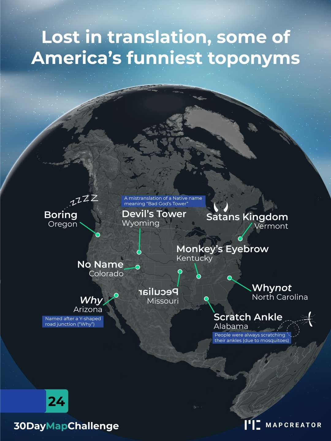 Funny toponyms in North America