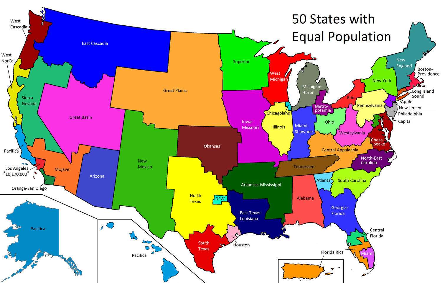 50 US states with (roughly) equal population