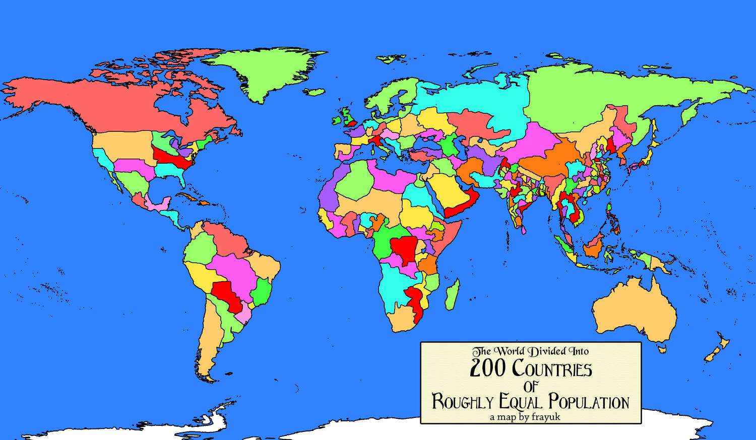 The World Divided into 200 Countries of Roughly Equal Population