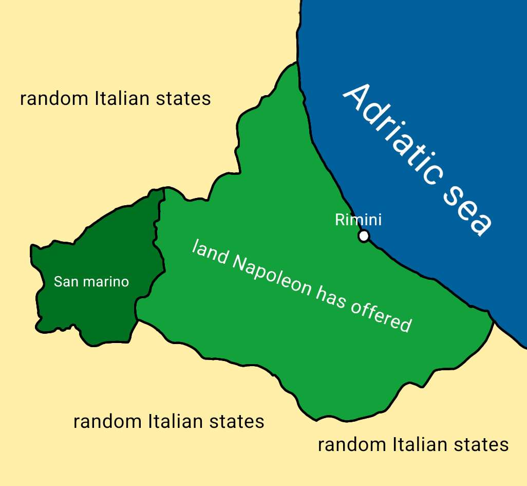 Coastal land Napoleon offered to San Marino in 1797