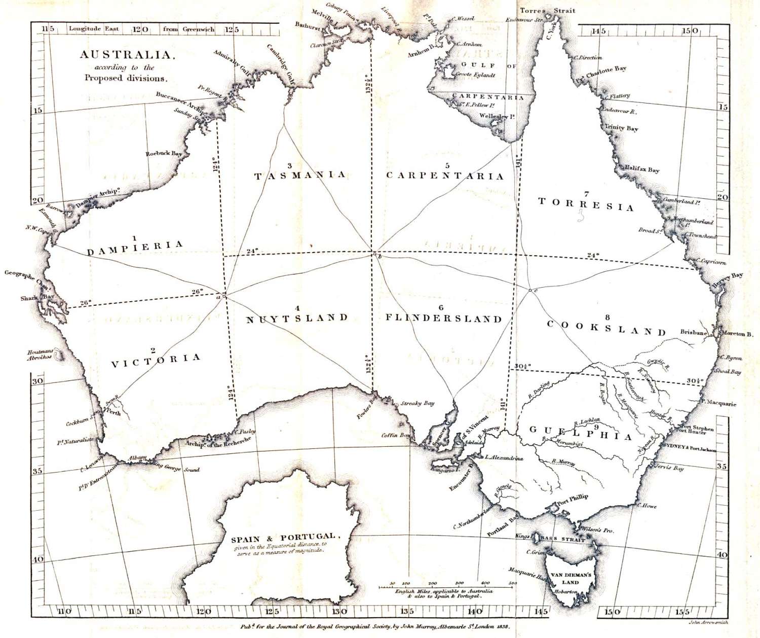 Proposed subdivisions of Australia from 1838