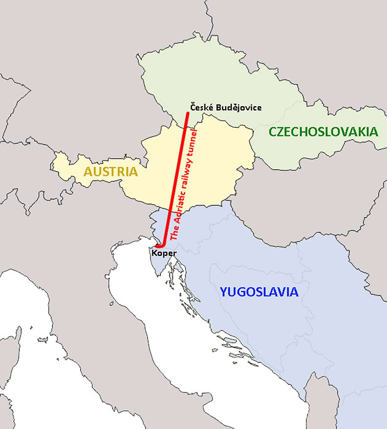 Tunnel to the sea: project to end the landlock situation of Czechoslovakia