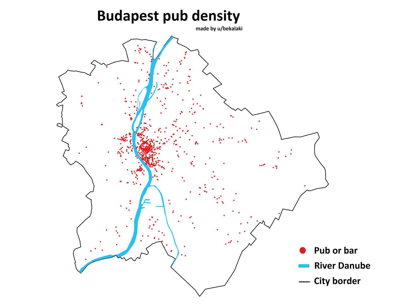 Budapest pub density map