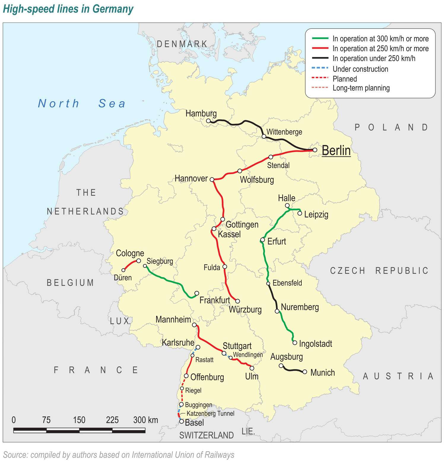 High-speed rail lines in Germany